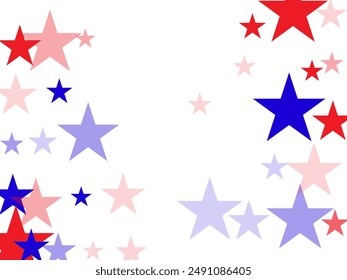 American Independence Day red blue white stars vector backgound.  backdrop Vector Illustration, Blue and Red 4th of July Stars sparkles isolated on white.