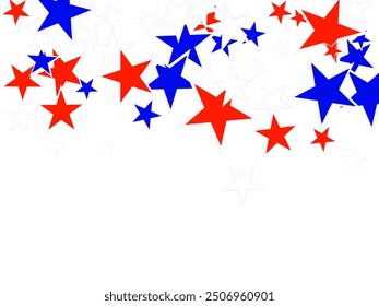 American Independence Day red blue white stars vector backgound.   Flying stars confetti american symbols. Independence day celebration design.