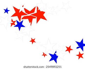 American Independence Day red blue white stars vector backgound.   Flying stars confetti american symbols. Independence day celebration design.