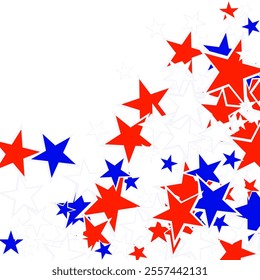 American Independence Day red blue white stars vector backgound.  USA flag colors modern fourth of july wallpaper.