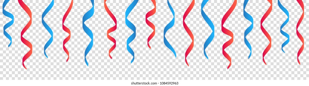 American independence day ribbon design element on transparent background for decoration. Holiday pattern american national color. Vector Illustration 10 eps