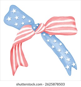 American Independence Day Ribbon Hand Drawn