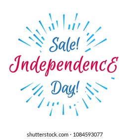 American independence day sale banner with firework on white wallpaper for flyer, poster, decoration, greeting card. Sunburst vector illustration 10 eps