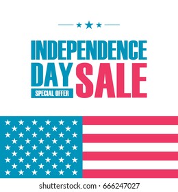 American independence day sale banner. Special offer background for business, promotion and advertising. Vector illustration.