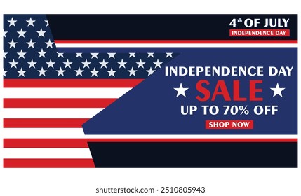 American independence day sale promotion advertising banner template american flag decoration. flat vector modern illustration 