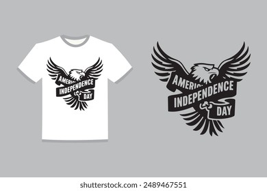 American Independence Day silhouette vector art illustration tee shirt mockup.