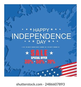 American Independence Day. Special sale discount offers. Independence Day sale concept. Flat vector illustration.