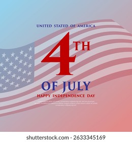 American independence day square banner with colorful balloon background and red stripes