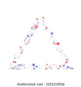 American Independence Day stars background. Holiday confetti in USA flag colors for Presidents Day. Navy red blue white stars on white American patriotic vector. July 4th stardust confetti.