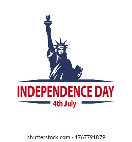 American independence day symbol vector illustration with statue of liberty