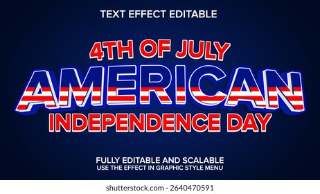american independence day text effect editable