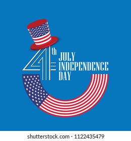 American independence day. USA map. United States flag. Vector Flat design