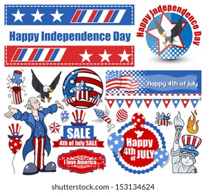American Independence day vector designs set