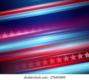 American Independence Day. Vector striped red and blue background 