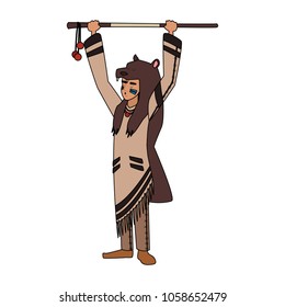 American indian with bear jacket
