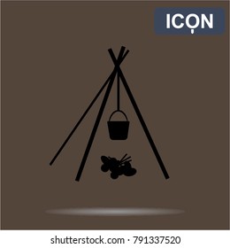 American indian bonpfire. Icon vector