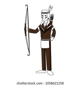 American indian with bow and arrows