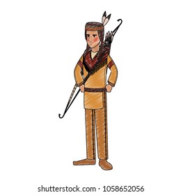American indian with bow and arrows