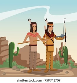 American indian cartoon in desert