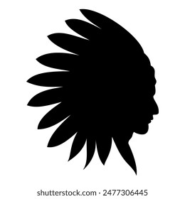 American indian chief silhouette. Vector image