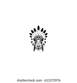 American indian chief vector logo or icon