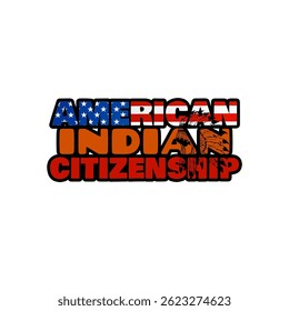 American Indian Citizenship Day to celebrate on June 2nd. Bold text decorated with American flag and Indian tribal headgear on white background.