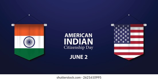 American Indian Citizenship Day June 2 vector poster
