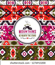 American indian colorful pattern design. Tribal navajo geometric seamless pattern