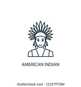 American indian concept line icon. Simple element illustration. American indian concept outline symbol design from USA set. Can be used for web and mobile UI/UX