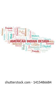American Indian Design word cloud. Wordcloud made with text only.
