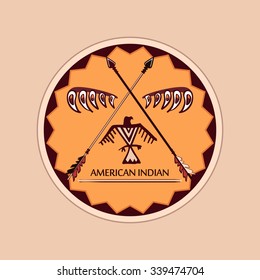 American indian emblems and labels. Wild West theme. 