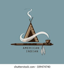 American indian emblems and labels. Wild West theme. 