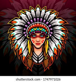 American Indian Esport Logo Mascot Design.