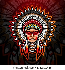 American Indian Esport Logo Mascot Design Stock Vector (Royalty Free ...