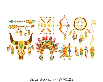 American Indian Ethnic Elements Boho Style Design Collection