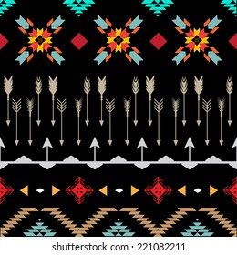 American indian ethnic geometric seamless pattern. 