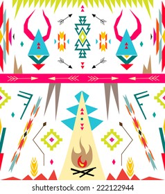 American indian ethnic geometric seamless pattern. 