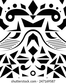 American Indian ethnic geometric seamless pattern in black and white