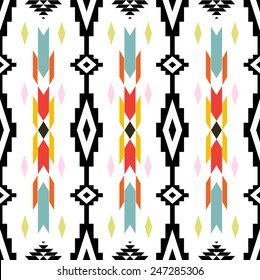 American Indian ethnic geometric seamless pattern. Colorful vector pattern. 