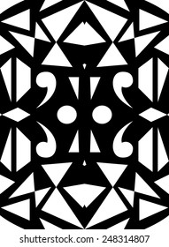 American Indian ethnic geometric seamless pattern in black and white