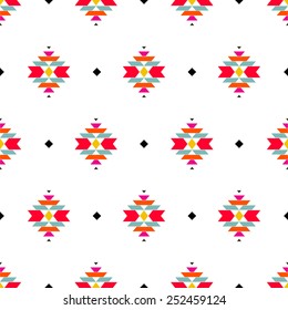 American Indian ethnic geometric seamless pattern. Colorful vector pattern.