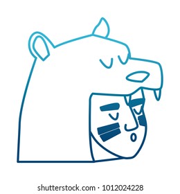 American indian face with bear cap