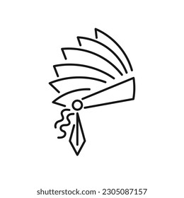 American indian feathers war bonnet line design vector. Eps 10.