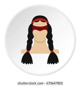 American indian icon in flat circle isolated vector illustration for web