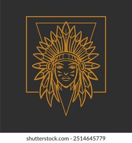 ilustração indiana americana vetor ouro para impressão, vestuário, t shirt e outros