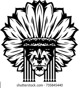 American Indian, Injun, war bonnet Vector 