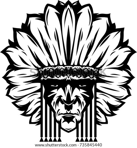 American Indian, Injun, war bonnet Vector 