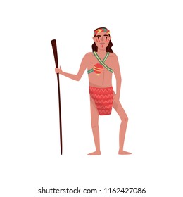 American Indian man character in traditional national clothes vector Illustration on a white background