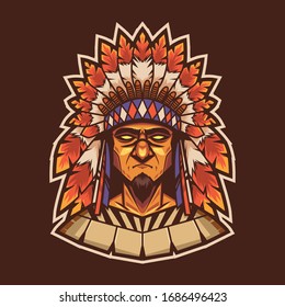 american indian mascot illustration - vector file