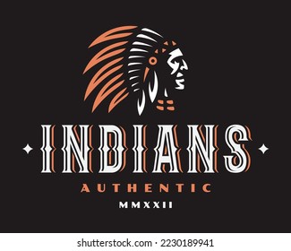 American Indian modern logo, emblem design template. Native american vector illustration.